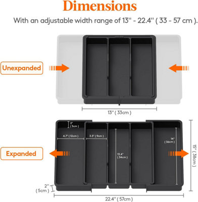 Expandable Kitchen Drawer Organizer-Adjustable Utensil Tray for Cutlery ...