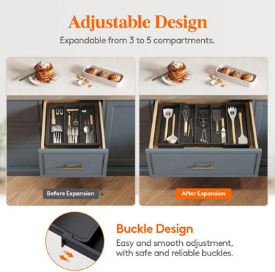 Expandable Kitchen Drawer Organizer-Adjustable Utensil Tray for Cutlery ...