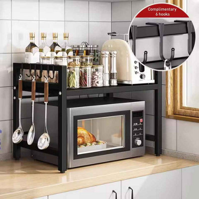 Expandable microwave shelf organizer, Black moisture and rust proof ...
