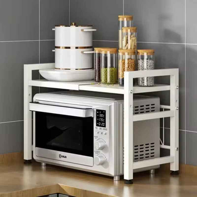 Expandable microwave shelf organizer, white moisture and rust proof ...