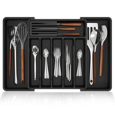 Expandable Plastic Cutlery Tray Kitchen Drawer Organiser Storage