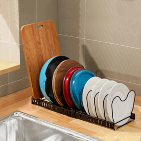 Expandable Pot Pan Lid Rack Pan Lid Holder with 10 Dividers
