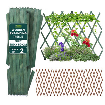 Expandable Wooden Garden Trellis Durable Brass Pinned Water Treated Fir ...
