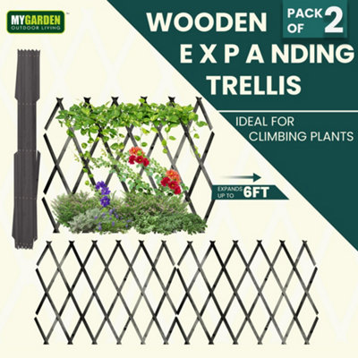 Expandable Wooden Garden Trellis Durable Brass Pinned Water Treated Fir ...