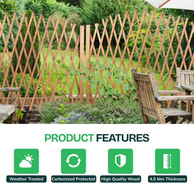 Expandable Wooden Trellis Weather-Treated Natural Wood Garden Trellis ...