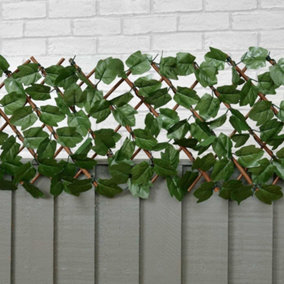 Expanding Artificial Ivy Leaf Trellis, Garden Hedge Trellis Privacy Screen - L180 x H30 cm