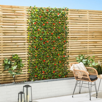 Expanding Artificial Trellis Leaf Flower Garden Screening Fence 1m x 2m Christow