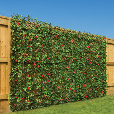 Expanding Artificial Trellis Leaf Flower Garden Screening Fence 1m x 2m Christow