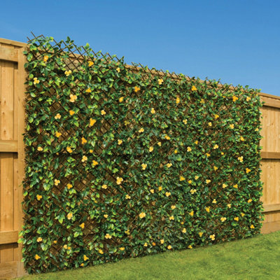 Expanding Artificial Trellis Leaf Flower Garden Screening Fence 1m x 2m Christow