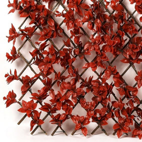 Expanding Decorative Trellis Artificial Red Leaf Willow Trellis Panel Screen