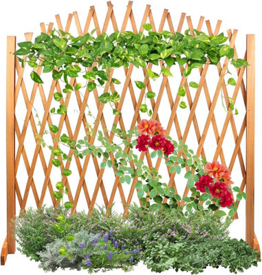 Expanding Freestanding Wooden Trellis Fence Solid Wooden Movable ...