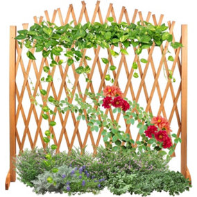 Expanding Freestanding Wooden Trellis Fence Solid Wooden Movable Lattice 105x180
