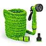 Expanding Garden Water Hose Pipe Spray Gun Flexible Grow Stretch Hosepipe (15m - Green)
