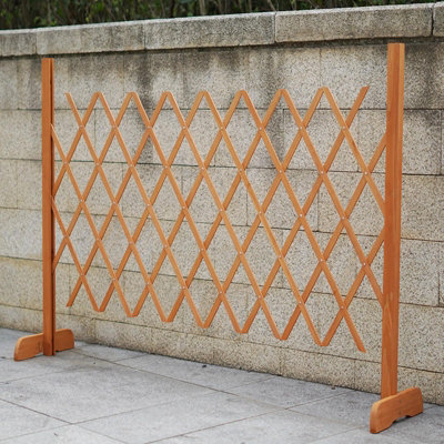 Expanding Garden Wood Fence Freestanding Screen Trellis Style Safety Gate