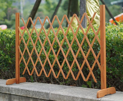 Expanding Garden Wood Fence Freestanding Screen Trellis Style Safety Gate - 3