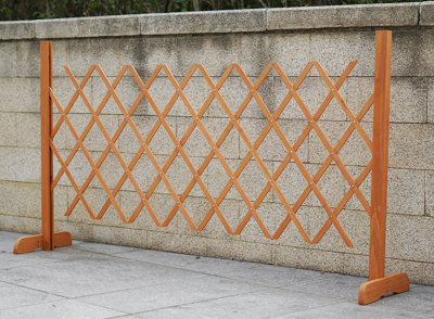 Expanding Garden Wood Fence Freestanding Screen Trellis Style Safety Gate - 5