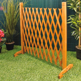 Expanding Trellis Garden Fence - Versatile & Portable Brown Freestanding Wooden Decorative Lattice Screen - Expands to 6'2"