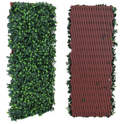 Expanding Trellis With Artificial Leaves 90x180 cm - Easy to Install Garden Privacy Screen, Ficus Leaf Artificial Hedge Screening