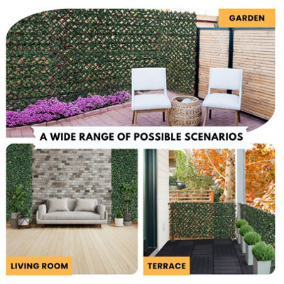 Expanding Trellis With Artificial Leaves 90x180 cm - Easy to Install ...