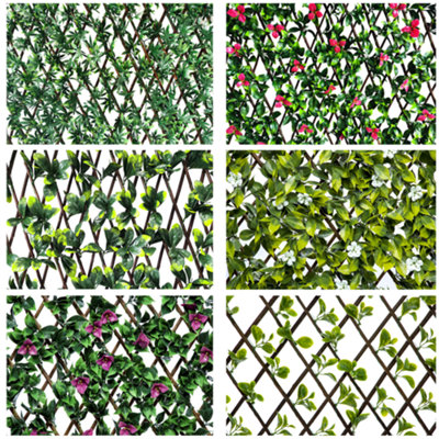 Expanding Wooden Trellis Privacy Screen - 200cm x 100cm - Garden Balcony Fence - Jade - 5