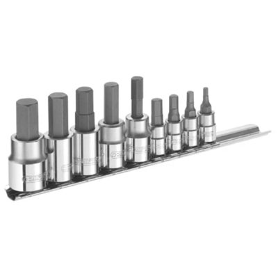 Expert E034802 Hex Bit Socket Set of 9 1/4 & 3/8in Drive BRIE034802B