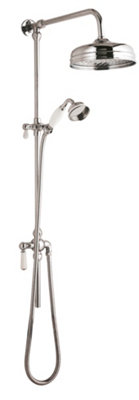 Exposed Grand Rigid Riser Shower Kit with Fixed Head & Handset  - Chrome/White