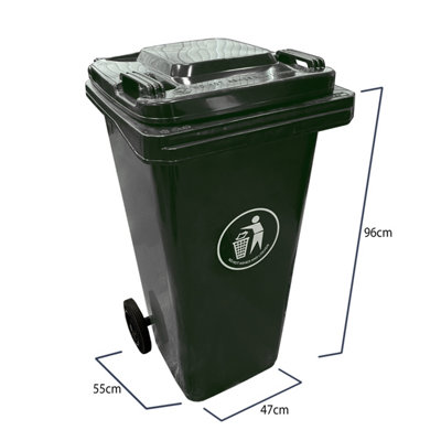 Express Wheelie Bins - Black Outdoor Wheelie Bin for Trash and Rubbish 120L Council Size with Rubber Wheels