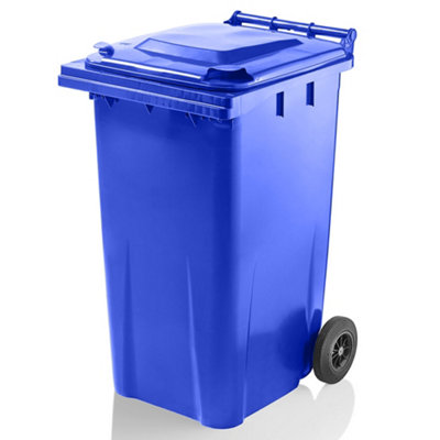 Express Wheelie Bins Blue Outdoor Wheelie Bin for Trash & Rubbish 240L Council Size with Rubber Wheels