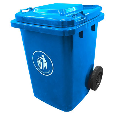 Express Wheelie Bins - Blue Small Outdoor Wheelie Bin for Trash and Rubbish 80L with Rubber Wheels