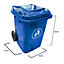 Express Wheelie Bins - Blue Small Outdoor Wheelie Bin for Trash and Rubbish 80L with Rubber Wheels