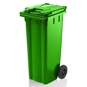 Express Wheelie Bins - Green Outdoor Wheelie Bin for Trash and Rubbish 140L Council Size with Rubber Wheels