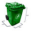 Express Wheelie Bins - Green Small Outdoor Wheelie Bin for Trash and Rubbish 80L with Rubber Wheels