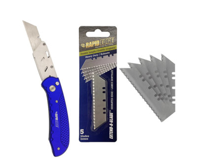 Extend-A-Blade Folding Utility Cutter w/ 5x Serrated Utility Blades