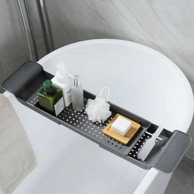 Extendable Bathtub Rack Bathroom Storage Caddy Tray