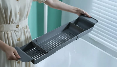 Extendable Bathtub Rack Bathroom Storage Caddy Tray