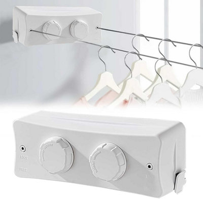 Extendable Clothesline Wall Mount 2 Cords Adjustable Laundry Line Rope ...