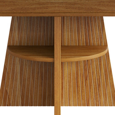 Extendable Dark Brown Dining Table, Round to Oval (110-150cm), Seats 4-8, Space-Saving with Storage