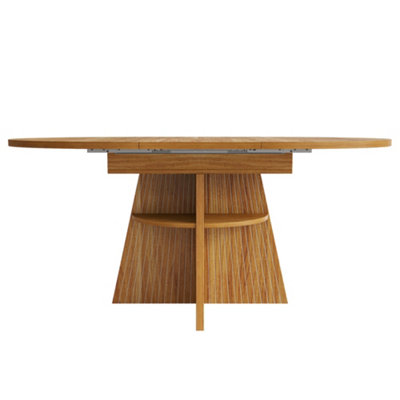Extendable Dark Brown Dining Table, Round to Oval (110-150cm), Seats 4-8, Space-Saving with Storage