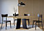 Extendable Dining Kitchen Table Oak/Black 120-160cm V Leg Frame Seats 6 8 MUFO