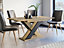 Extendable Dining Kitchen Table Oak & Black 120-160cm X Leg Frame Seat 6 8 Seater XIA