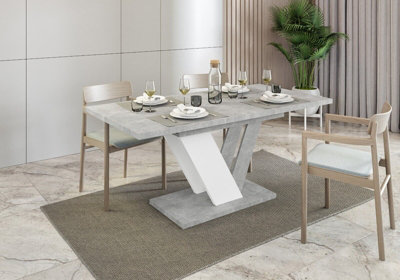 Extendable Dining Table 120 - 160cm V Legs Modern White Grey Marble Effect  Bai | DIY at B&Q