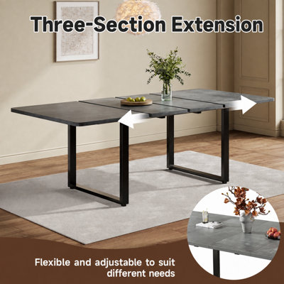 Extendable Dining Table 140-180-220x80cm, Rectangular Kitchen & Dining ...