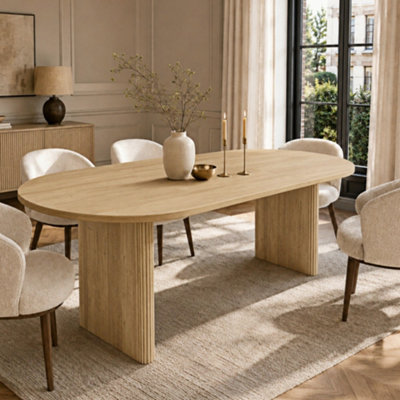 Extendable Dining Table 140-200cm - Oak Effect, Modern Rectangular ...
