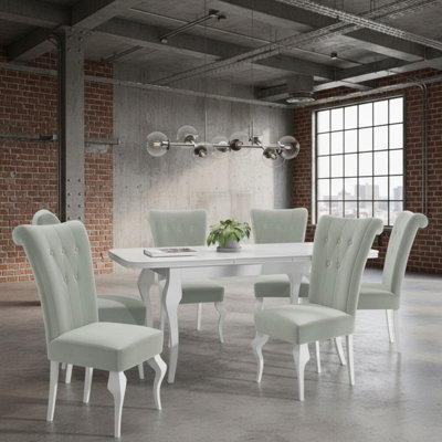 Extendable Dining Table and 6 Chairs Wood MDF HDF Chipboard Lara 140 to ...