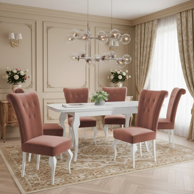 Extendable Dining Table and 6 Chairs Wood MDF HDF Chipboard Lara 140 to ...