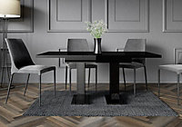 Extendable Dining Table Black Gloss Small Extending 6 8 Seater Pillar Pedestal Leg GIA