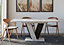 Extendable Dining Table Grey Black Kitchen 120-160cm Modern V Leg Marble Vera