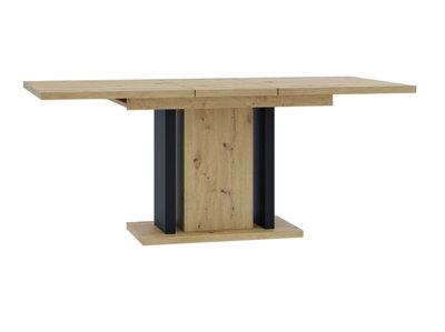 Extendable Dining Table Oak Finish Extending 140-180cm Black Pillar Frame 6 8 10 Seater WREN