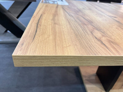 Extendable Dining Table Oak Finish Extending 140-180cm Black Pillar Frame 6 8 10 Seater WREN
