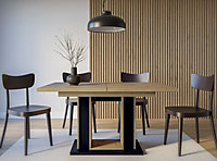 Extendable Dining Table Oak Finish Extending 140-180cm Black Pillar Leg Frame 6 8 10 Seats FORD